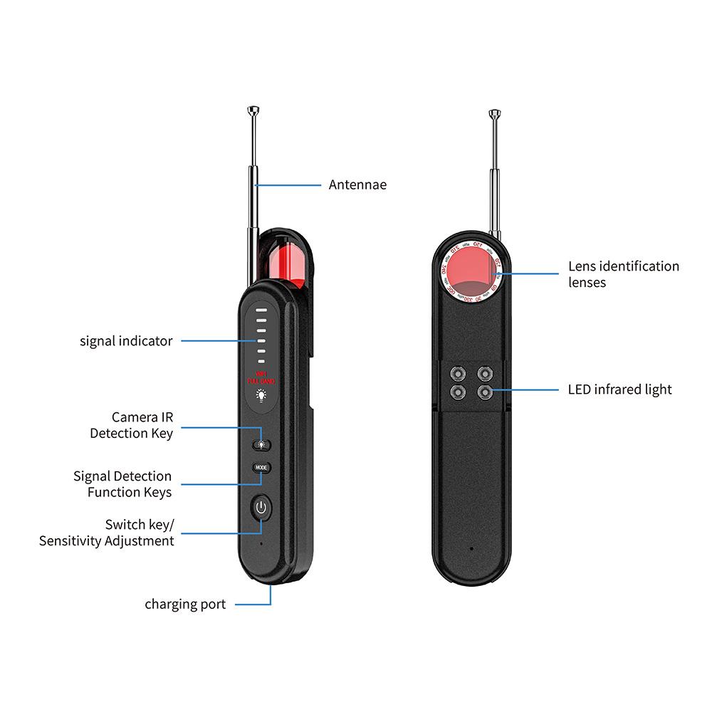 Detector de Câmera Sinal RF Inteligente Rastreador GPS Scanner Sensibilidade Ajustável Portátil Anti-furto
