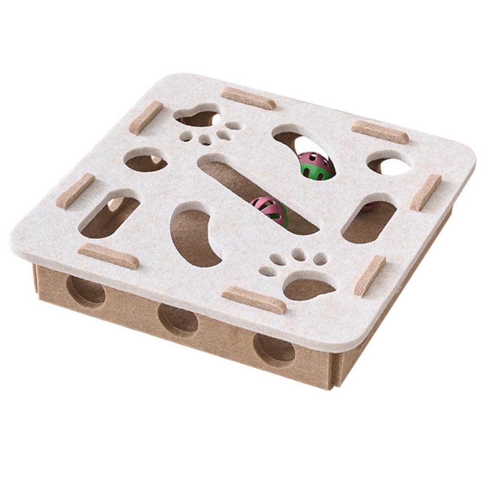 

Фетровая игрушка для упражнений для кошек, забавная коробка для дразнения кошек, игрушки для упражнений для котят, игрушка-пазл для питомца, трек-игрушка, игра в помещении Square White