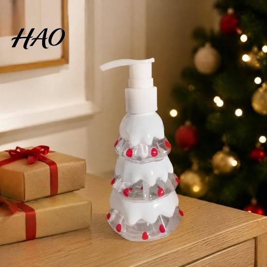 Santa Claus Empty Bottle 350ML Christmas Soap Dispenser, Tree Penguin Shape Refillable Bottle, Plastic Pump for Hand Soap, Lotion