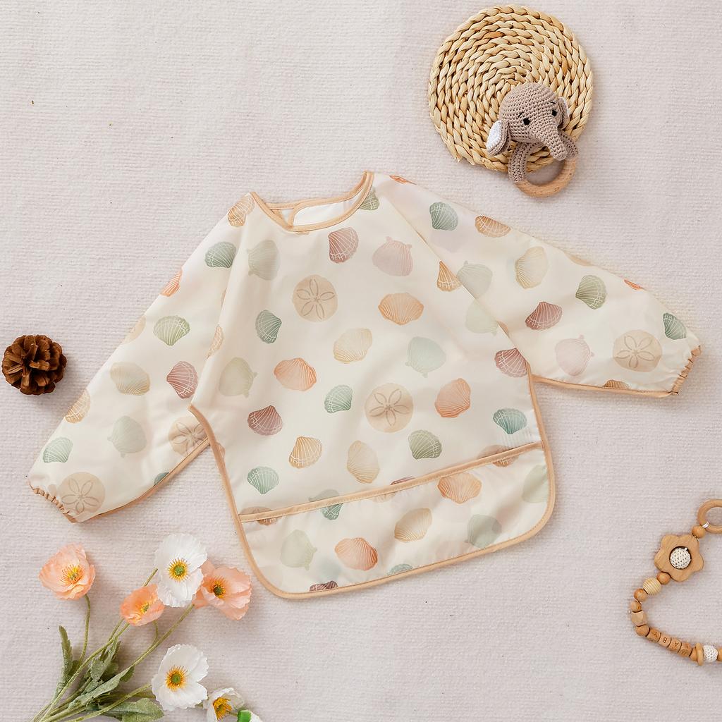 Elinfant 1PC Long Sleeve Bibs, Waterproof Feeding Bibs,Washable Burp Cloth,Coveralls Bibs,Easy To Clean,Wash-Free Eating Bibs