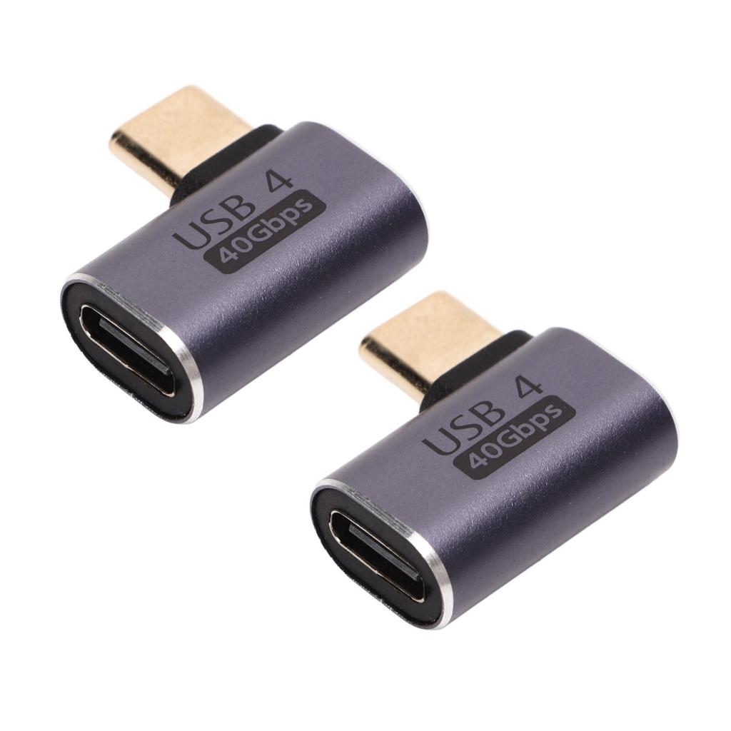 2Pcs Type C Male to Female Right Angle Connector 40Gbps 90 Degree USB C Adapter for Transmission