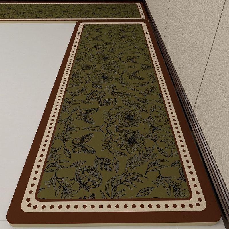 Elegante Retro Keuken Strip Vloermat, Oliebestendig Antislip Spatbestendig Gedempt Runner Mat voor Keuken Gang 2PC60x90 60x160
