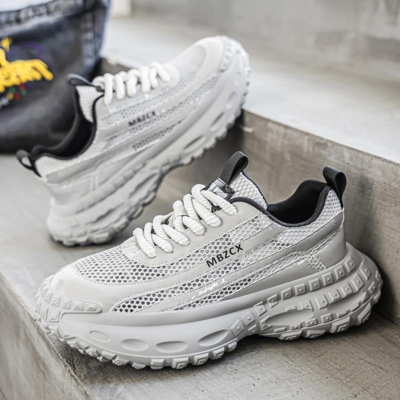 Trendige neue Vier-Jahreszeiten-Herrenschuhe mit dicker Sohle und erhöhtem Mesh-Innenfutter, Freizeitschuh für Spaziergänge im Freien, Laufschuh, abriebfest