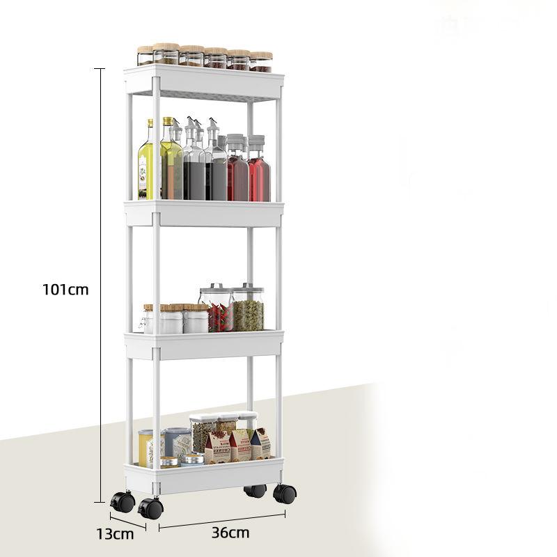

Домашняя кухня щелевая полка напольная многоуровневая маленькая тележка для хранения корзина для овощей полка для ванной комнаты four layers-white