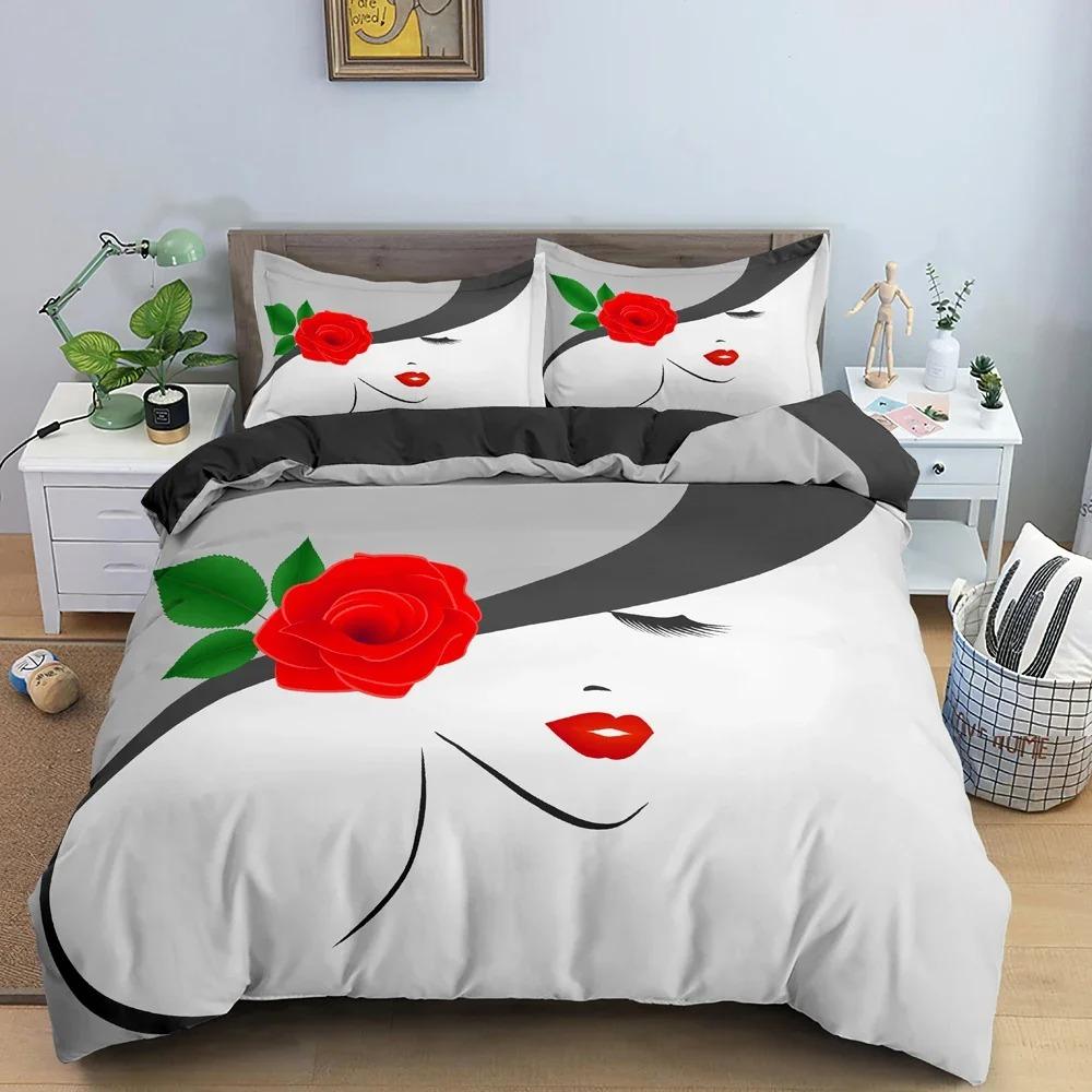 Woman Portrait Bedding Set 3D Duvet Cover Comforter Covers For Girls Bedroom Twin King Size Quilt Cover With Pillowcase