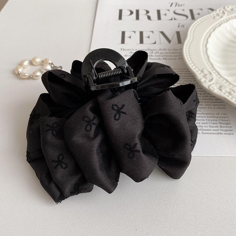 New Temperament Bow Hair Clip Women s Black Satin Shark Clip Fashion Hair Accessories