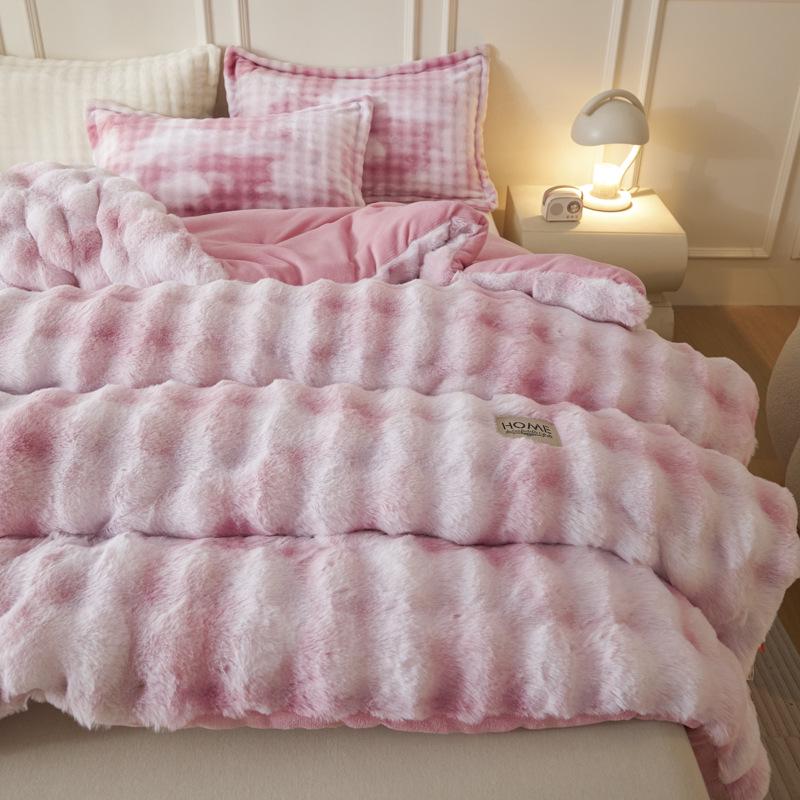 2025 Thickened Milk Velvet Winter Comforter - Warm Coral Fleece Quilt for Double Bed