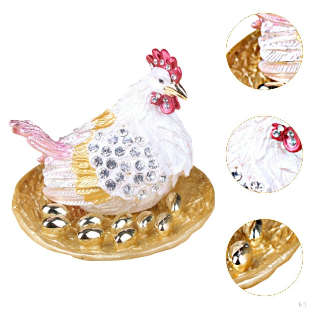 Chicken Figure Nist Hen Statue of Unique Classic Jewelry Organizer Chickens Ornament for Garden Home