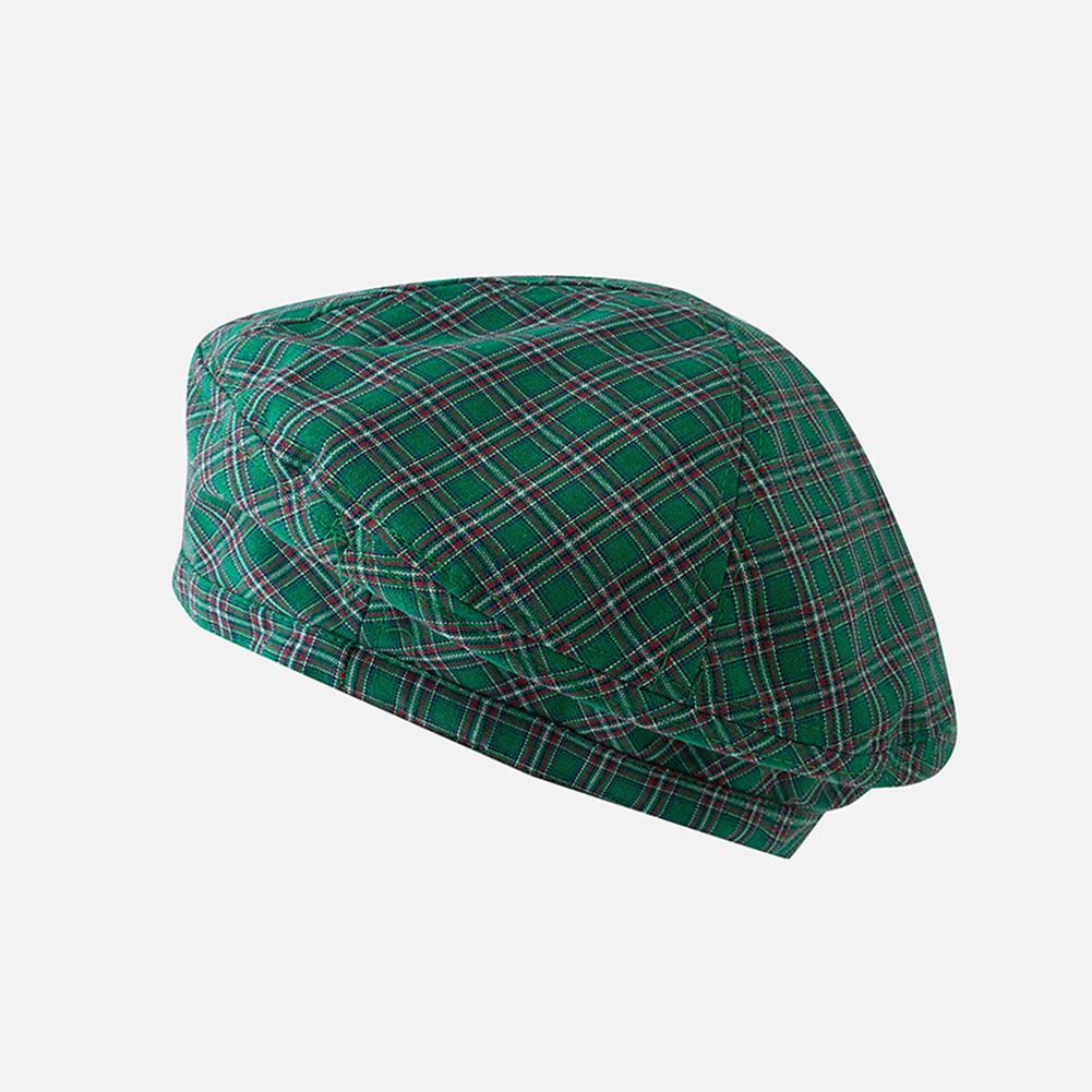 Women Retro Style Thin All Match Plaid Printing Beret Painter Cap