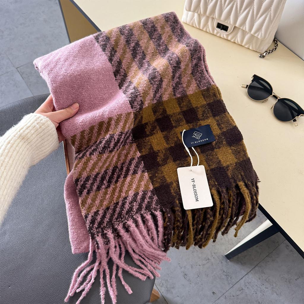 Korean Houndstooth Cashmere Long Scarf Winter Men Women Thickened Warm Shawl Cape Wrap Bufanda Double Sided Poncho Echarpe