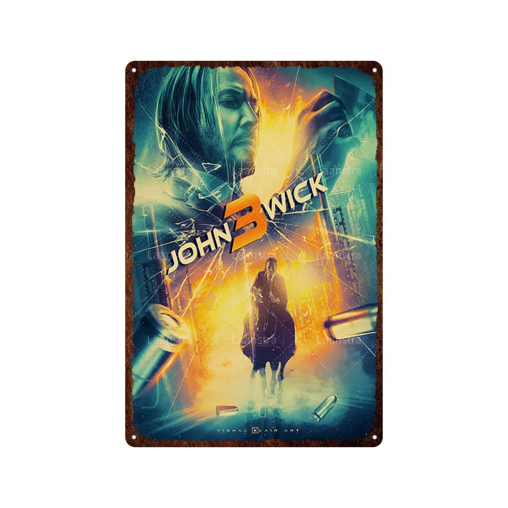 Vintage Movie Poster John Wick Poster Metal Sign Decorative Tin Painting Home Cafe Bar Kraft Poster Wall Sticker Decoration