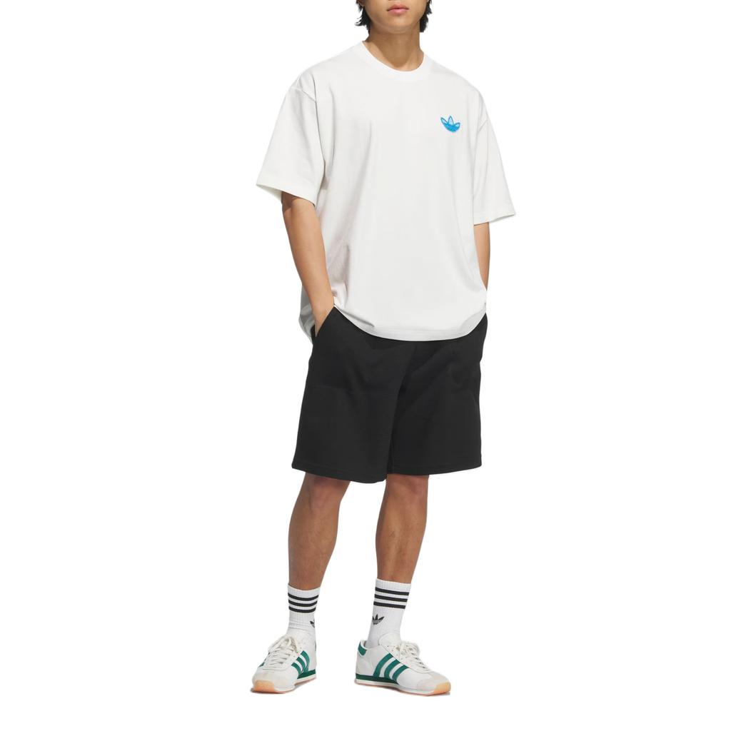 Adidas Originální tričko s grafickým logem Trefoil, pohodlné, všestranné, módní, s krátkým rukávem, pro muže, bílé KE5793