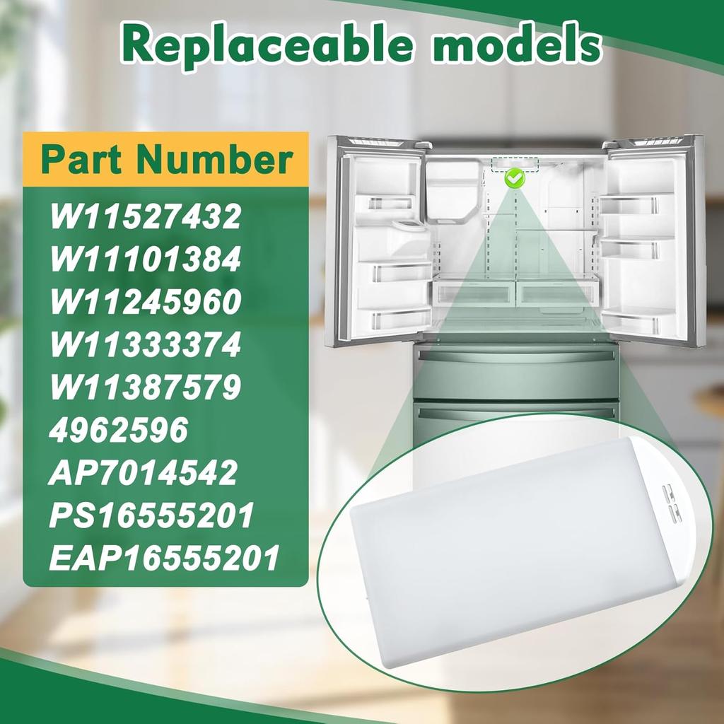 W11527432 W11387579 Refrigerator Light Assy Module Compatible with whirlpool maytag amana etc Refrigerator, Replacement Refrigerator LED Light Module