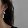 Fashion Design Irregular Metal Long Drop Earrings Women Pearl Chain  Asymmetric Elegant Pearl Boucle Jewelry