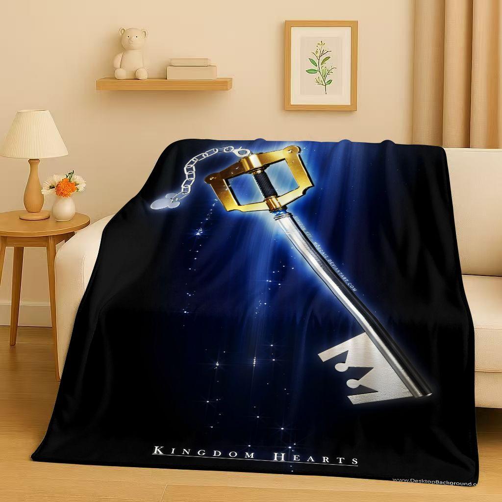 Sanrio Kingdom Hearts Kreslená hra Mickey Mouse Flanelová deka, ultra měkký plyšový přehoz do ložnice, postele, pohovky, vánoční dárek