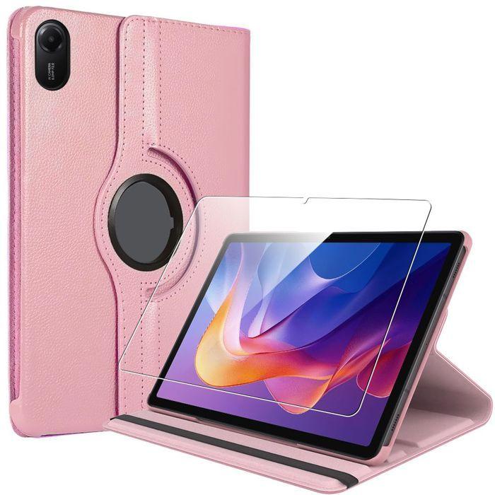 Coque + Verre Trempé pour Xiaomi Redmi Pad 2, Protection Antichoc avec Support Rotatif - Rose