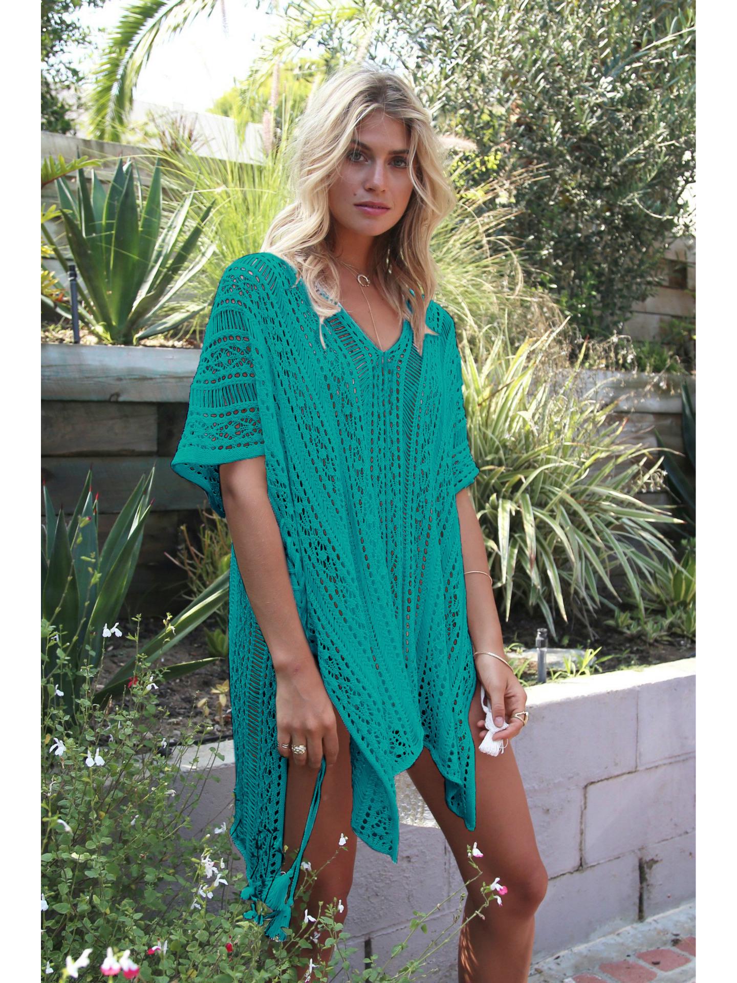 2026 Summer Women s Sun Protection Knit Beach Cover-Up Shirt One Size