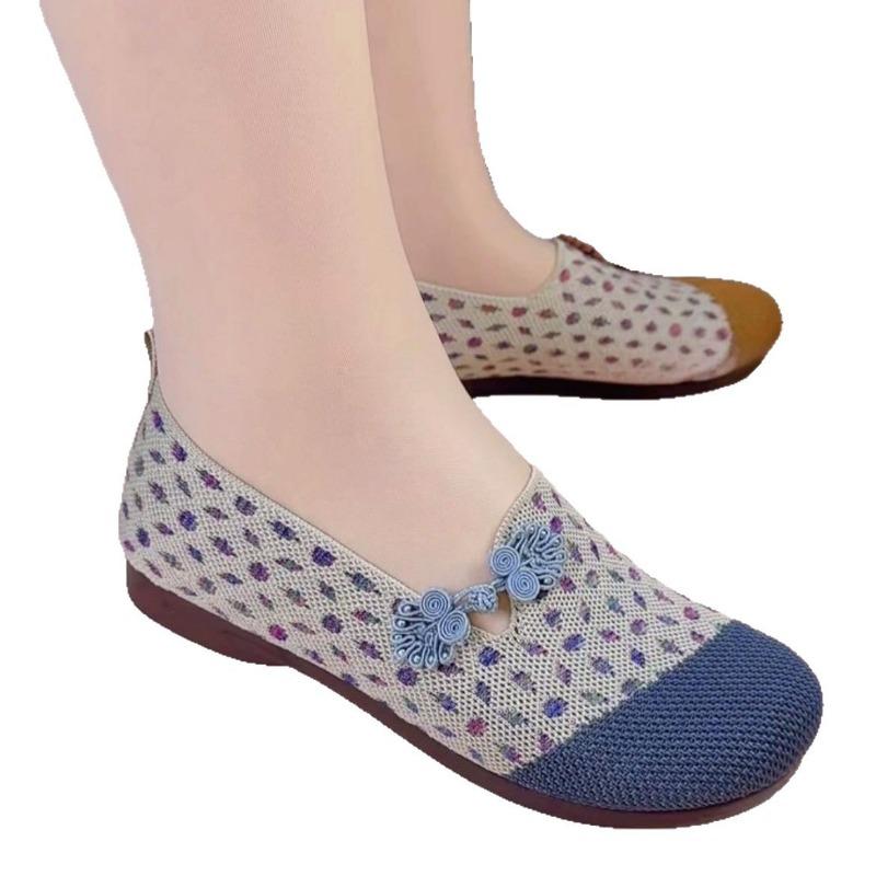 Dámské boty pro maminky Prodyšné látkové boty na jedno chodidlo Dámské boty Měkká podrážka Vyšívané sandály