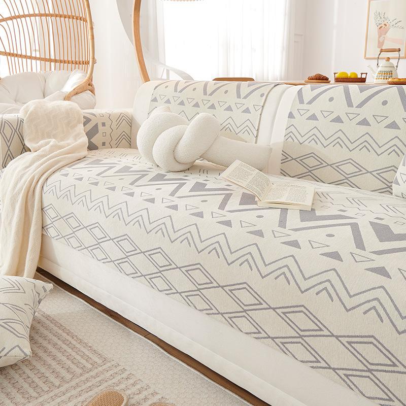 

Chenille Bohemian Sofa Cover Non Slip Universal Backrest Cushion Towel Anti Scratching for Bed Breakfast All Seasons 70*70cm