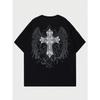 Camiseta de Algodão Unissex com Gráfico Gótico de Cruz Marca de Luxo Moda Tamanho Grande Top Manga Curta Camiseta Clássica Estampada S-4xl