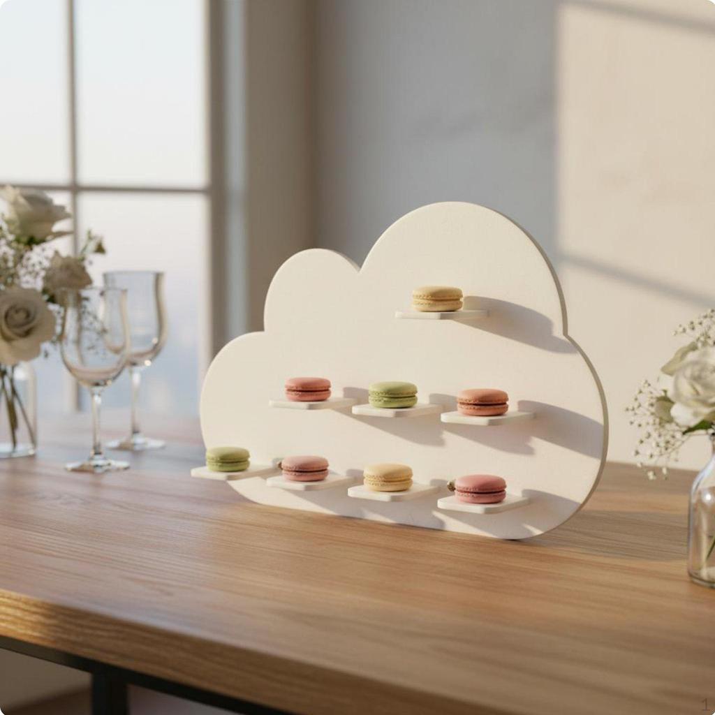 Puff Shaped Dessert Stand Social Media Design Acrylic Holder Sturdy