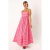 Maxi abito da donna a righe con spalline sottili e vita alta