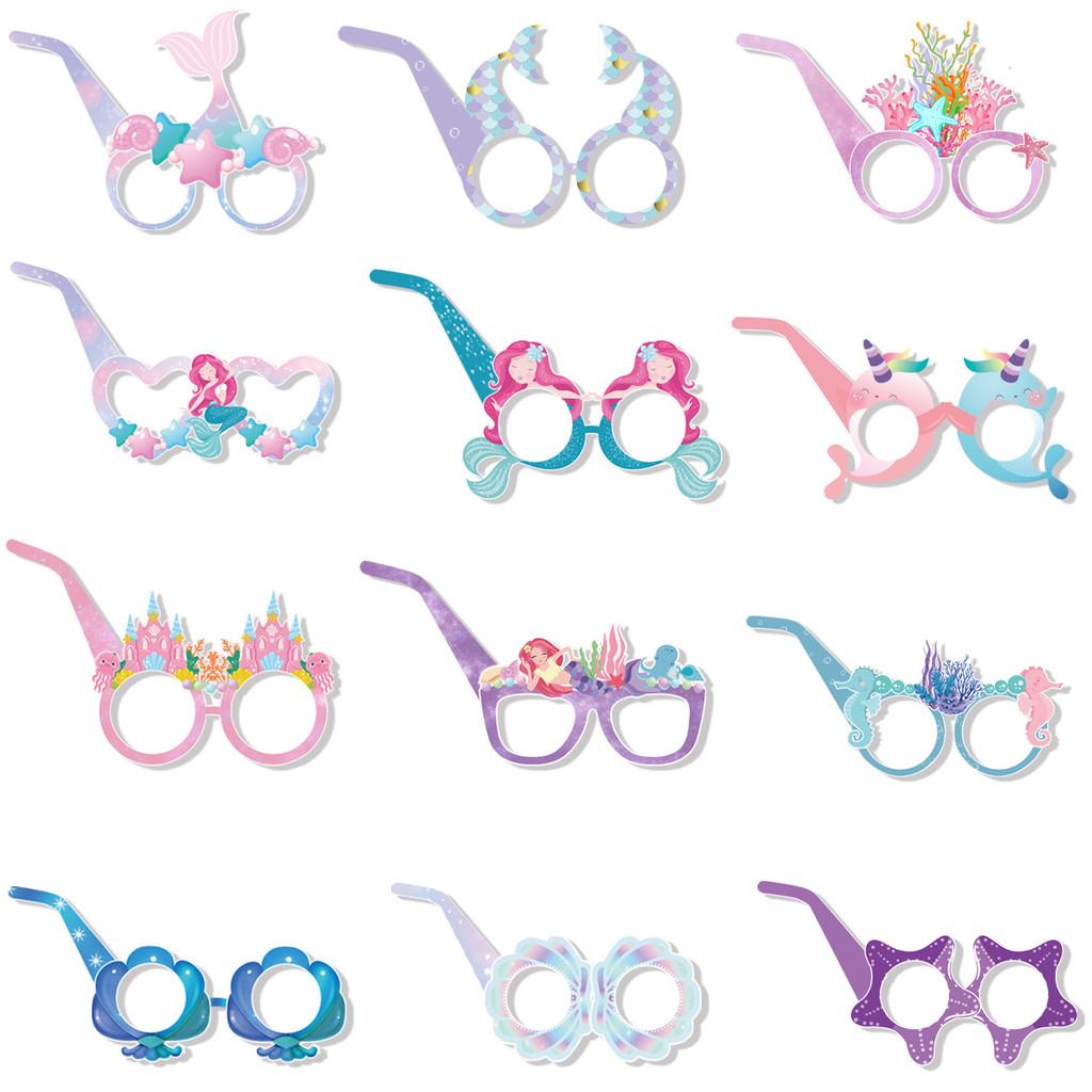 Theme 3d Mermaid Paper Glasses For Children Party Photo Booth Decoration