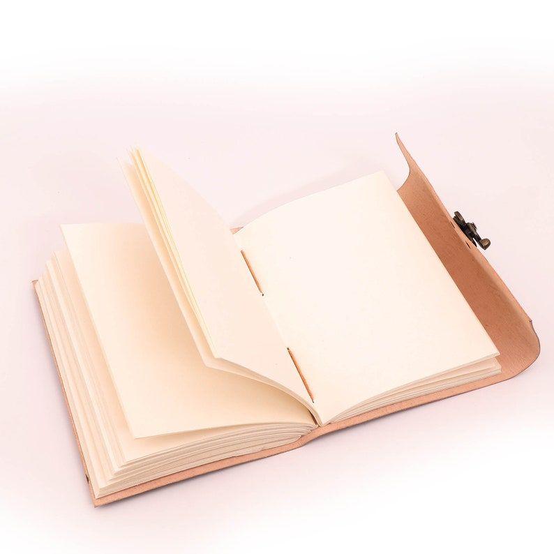 Reliéfní kožený zápisník sova se zámkem Bílá Ručně vyráběný papírový diář bez linek 5x7 palců pro muže a ženy a dárky a cestování v hnědé barvě