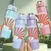 1PC Sunburst Orange Radial Graphic Print 750ml Colorful Plastic Sports Water Bottle Leakproof Pop Up Lid with Straw for Outdoor Work Home Use