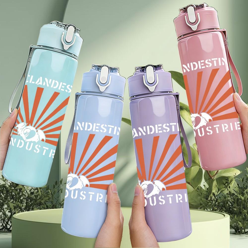 1PC Sunburst Orange Radial Graphic Print 750ml Colorful Plastic Sports Water Bottle Leakproof Pop Up Lid with Straw for Outdoor Work Home Use
