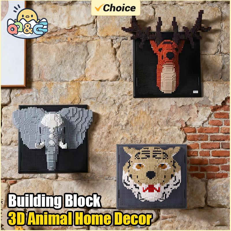 Non-Toxic 3D Animal Building Blocks Elephant Tiger Chinese Dragon Diy Murals Decoration Ornaments Bricks Tiger Puzzle Toys Base Kids Adult
