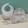 Silicone Tableware Set, Suction Cups, Bowls, Spoons, Baby Silicone Complementary Food Dishes, Mouthwash Pockets, Feeding Tableware