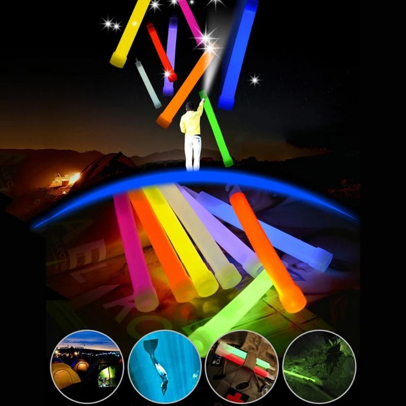 10pcs 4 Inch Camping Glow Sticks Waterproof Concert Party Light Stick with Hook Non-toxic Hiking Camping Grow Festival Supplies