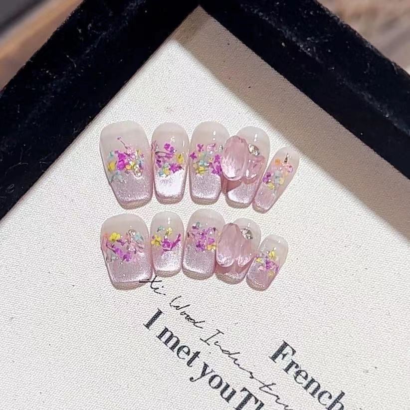 

Чисто ручная работа Фототерапия Носимые Накладные Ногти Берлинские Цветы Ношение Брони Готовые Многоразовые Накладки для Ногтей large L