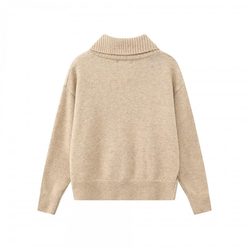 Unisex Luźny Sweter Dzianinowy Z Motywem Psa z Kreskówki Kołnierz Stojący Zimowy Luźny Pulower