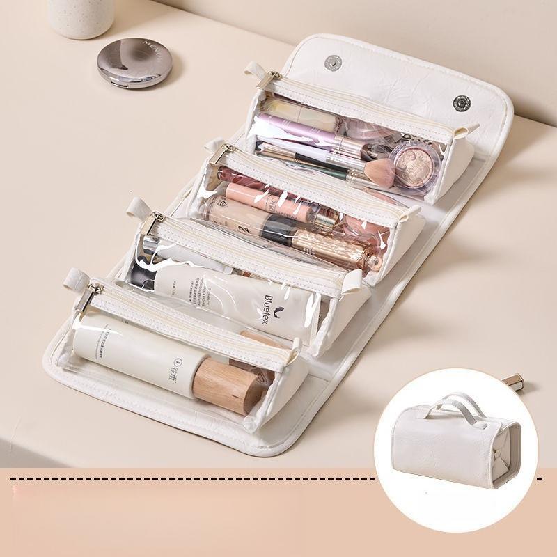 

Stylish Large Capacity Waterproof Travel Cosmetic Bag with 4 in 1 Detachable Compartments for Makeup and Toiletries Storage