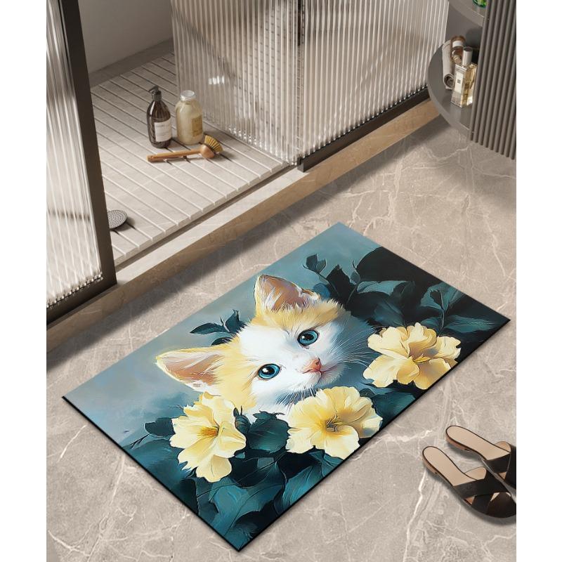 Festive Diatom Mud Floor Mat, Water-absorbent, Non-slip, Quick-drying Bathroom Floor Mat, Bathroom Door Mat, Stain-resistant Carpet At Kitchen Door