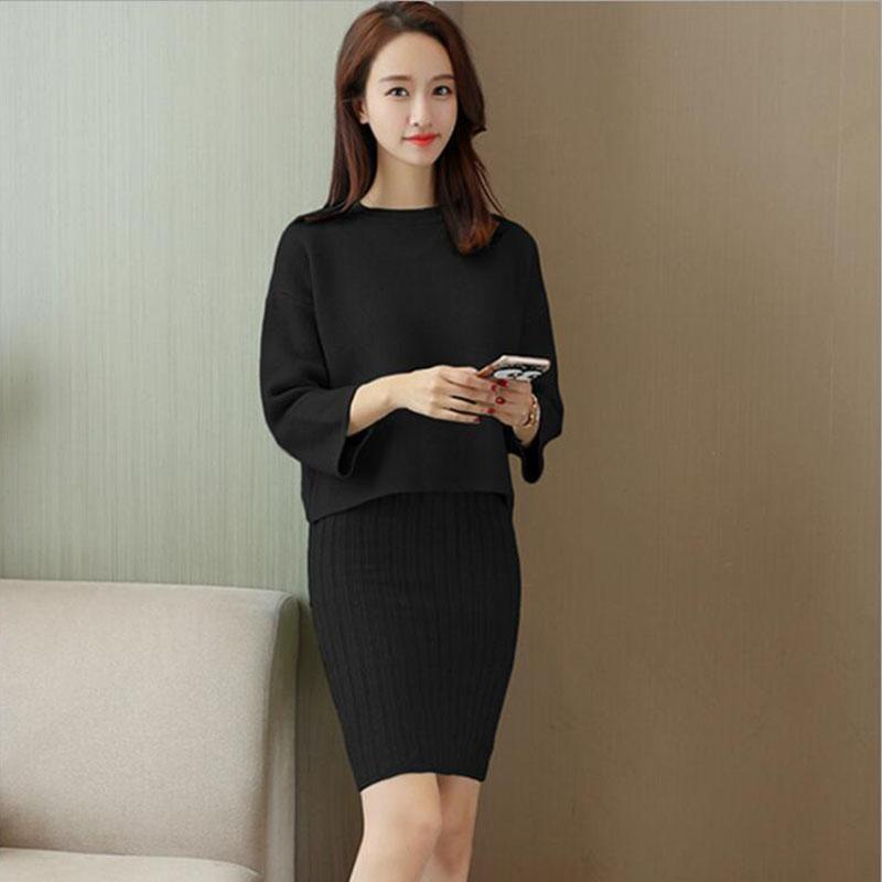 Φαρδύ πουλόβερ Γυναικείο πουλόβερ πουλόβερ και πλεκτό αμάνικο πουλόβερ Φόρεμα με λουράκι Σετ δύο τεμαχίων Άνοιξη Φθινόπωρο μονόχρωμα Φοιτητικά ρούχα