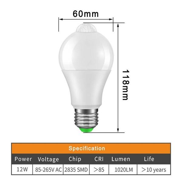 3PCS IP42 LED Motion Sensor 10W E27 Bulb Auto Smart Infrared Body Lamp Dusk Light at Sunrise Light Bulb Day and Night Light With Motion Sensor Light