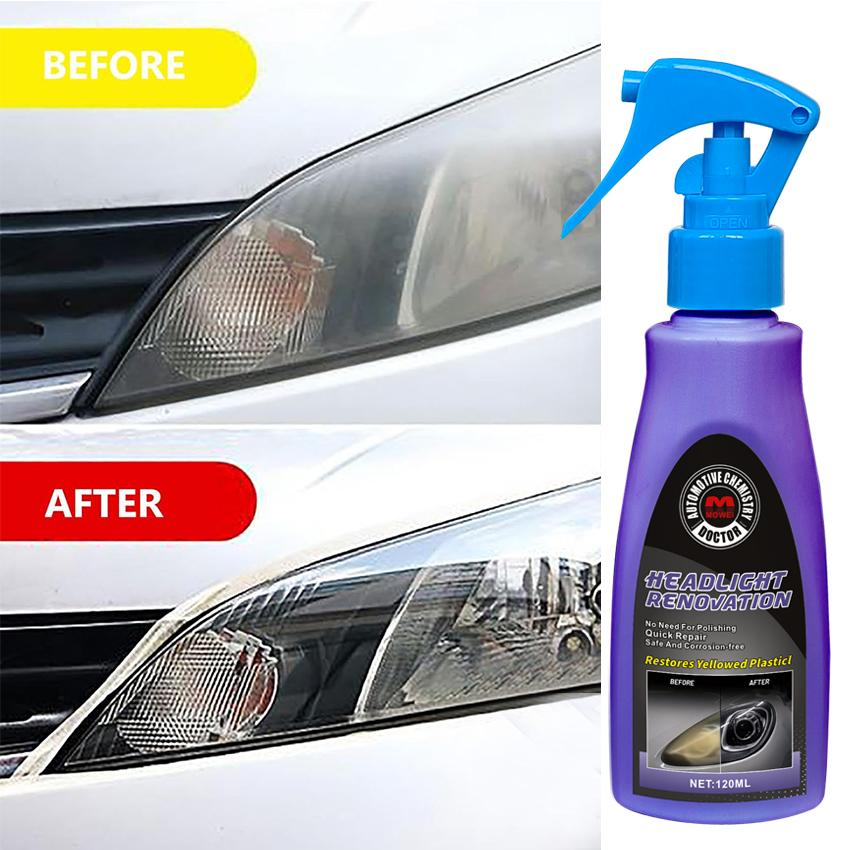 Headlight Restoration Spray: Ceramic Coating, Self-Leveling Tech, 5-Min Dry, Anti-Yellowing & UV Guard (120ml)