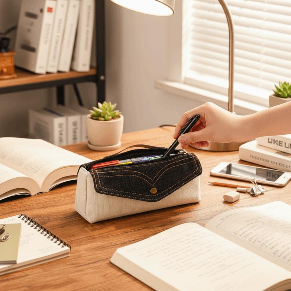 2-Layer Design Vintage Pencil Case Large Capacity Pencil Bag Stationery Organizer  Students Use