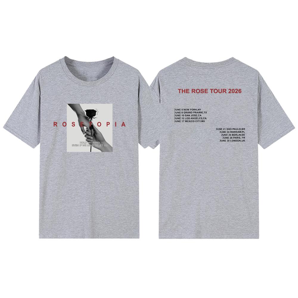 Футболка Rose Rosetopia World Tour 2026 Футболка для концерта Kpop Футболка корейской группы Streetwear Женские топы Kpop Мерч Подарок для фанатов S серый