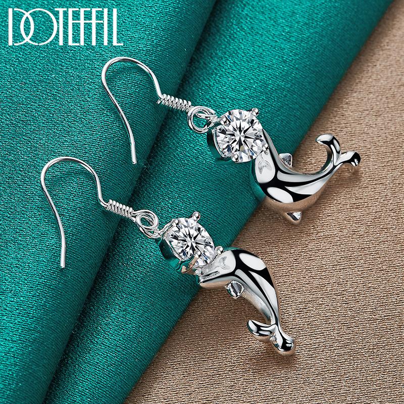 Boucles d'oreilles dauphin en argent sterling 925, bijoux fantaisie