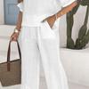 Women's Two Piece Set Short Sleeve Top Wide Leg Pants Embroidered Casual Plus Size Outfit