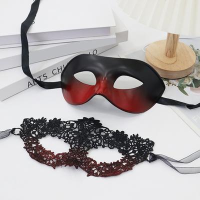 Zestaw masek karnawałowych dla pary Maska na bal karnawałowy Mardi Gras Maska na pół twarzy Maska wenecka Akcesorium na Halloween dla mężczyzn i kobiet