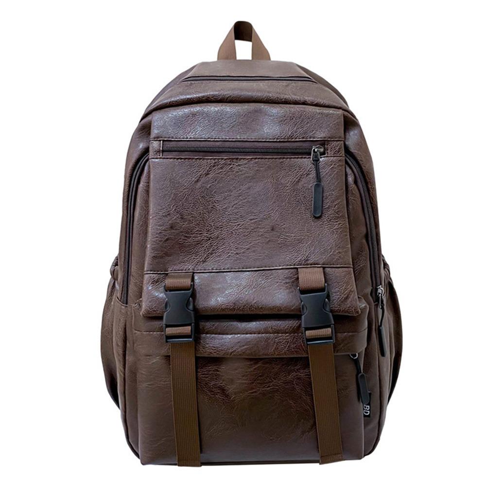 

Fashion Pu Leather Backpack Large Capacity Breathable School Bag Multifunction Casual School Rucksack School темно-коричневого