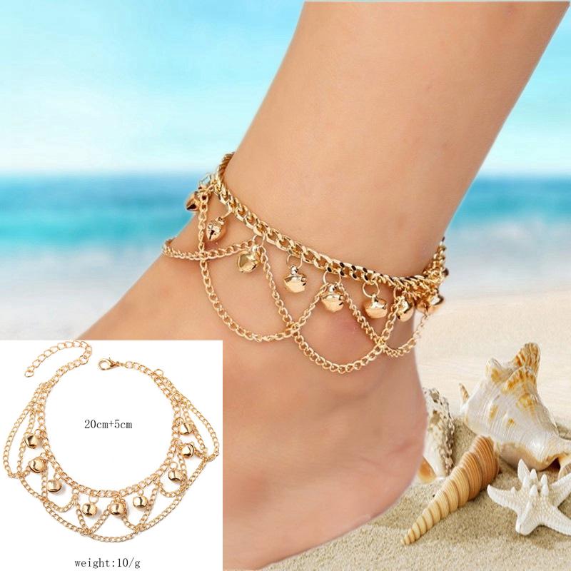 Nouvelle Mode Été Plage Chaîne de Pied Bijoux Pour Femmes Exquis Or Argent Couleur Strass Brillants Bracelets de Cheville Cheville