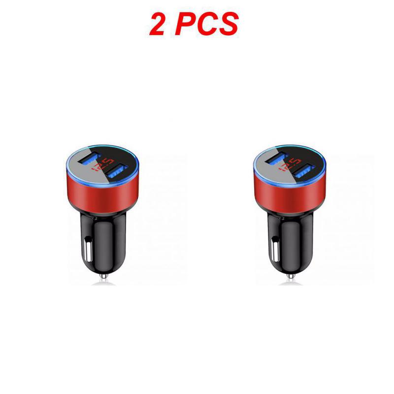 1~5PCS 15w Cigarette Lighter Universal Car Accessories With Led Voltage Current Display Car Charger Dual Usb Port