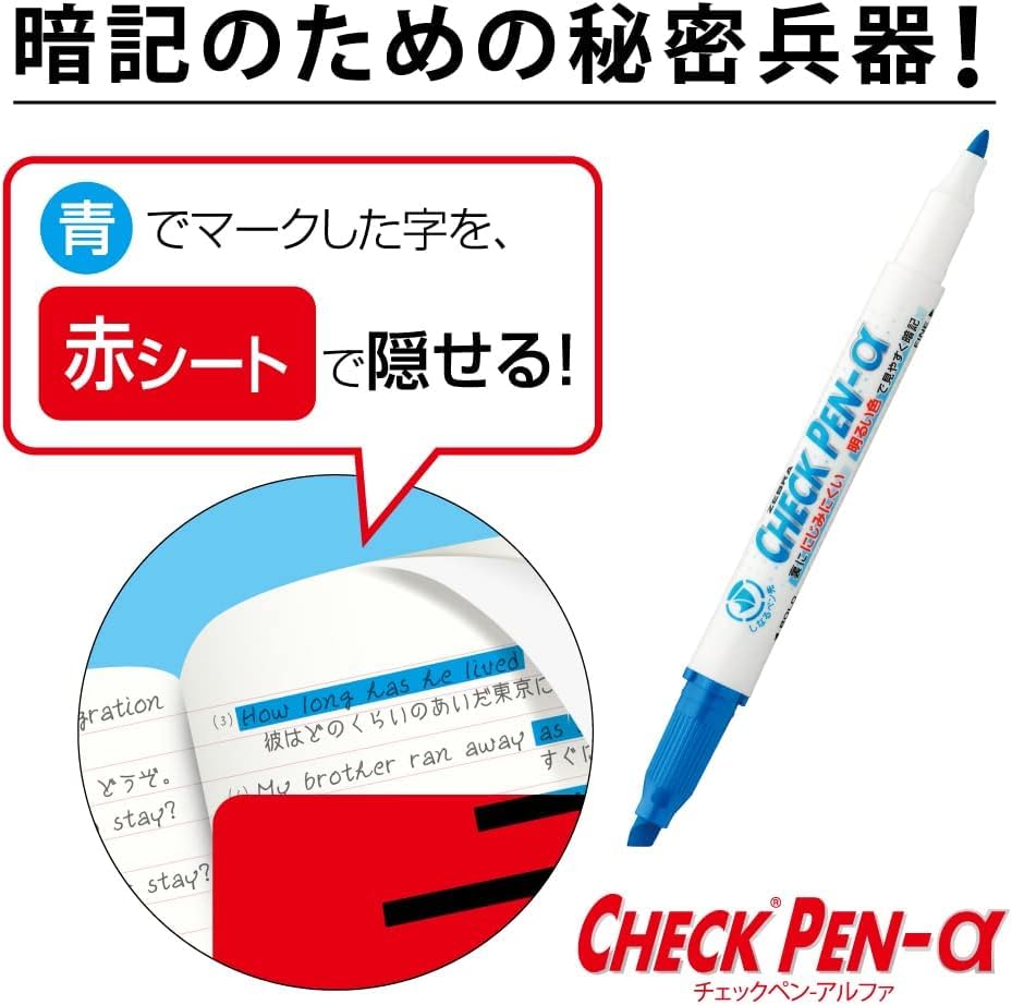 Zebra Check Pen Alpha Blue Pens Concealable with Red Perfect for Easy Study Convenient for Students and monomoshop Original Logo Packaging Water-Based