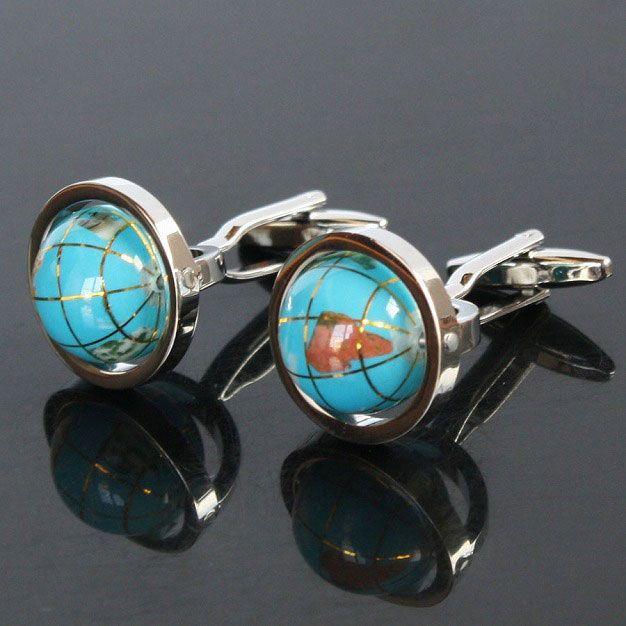 Used Kamakura Cufflinks Studio Turquoise Blue Globe Cufflinks (Cufflinks) Recommended as a gift or present